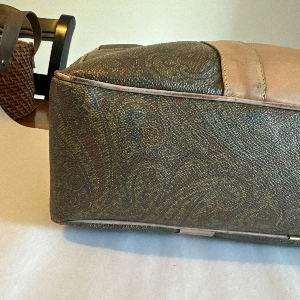 I Santi Milano Paisley Vintage Leather Purse Bag Inc COA Appraisal made in Italy